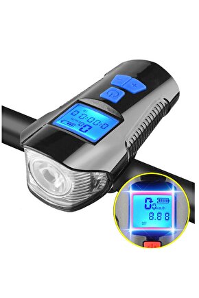 Bisiklet Lcd Hız Gösterge Km Ekranı Su Geçirmez Şarjlı Led Işık 4 Mod Işık Korna 6 Mod Ses 3 In 1
