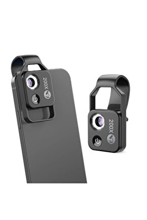200x Hd Led Işıklı Taşınabilir Cep Telefonu Mikroskobu Cpl Lens (siyah)