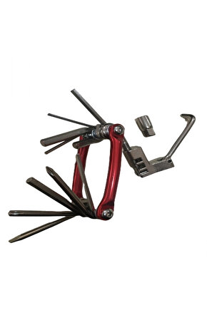 Anahtarlı Çakı Şeklinde Anahtar Takımı Zincir Sökme Aparatlı Kırmızı