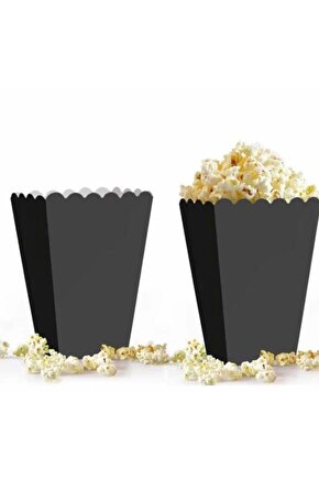 Siyah Renkli Karton Mısır Kutusu 8li (popcorn)