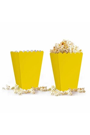 Mısır Kutusu 8li Gri Karton Cips Kutusu Düz Renkli 8 Adet Silver Pop Corn Kutu