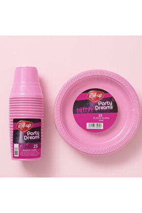 Pembe Plastik Tabak Bardak Set Kullan at