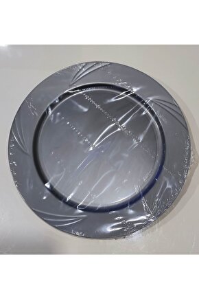 Plastik Tabak Lüks Sert Mika 22 Cm (6) Adet Gümüş Renk