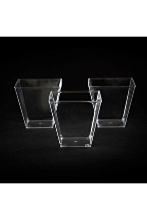 Şeffaf Kristal Mika Ekstra Sert Plastik Prizma Kübik Kase 200 Cc 25