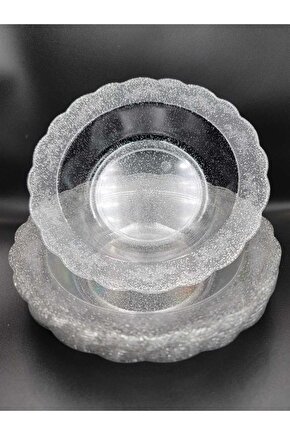 Mika Lüks Plastik Kase Simli Gümüş 10 Adet