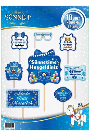 Sünnet Temalı Konuşma Balonu Seti 10lu