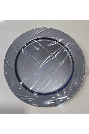 14 SÜS Plastik Tabak Lüks Sert Mika 22 Cm (6 ADET) Gümüş Renk