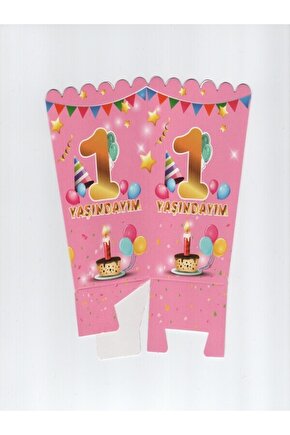 Pembe Temalı 1 Yaşındayım Mısır Kutusu 8li