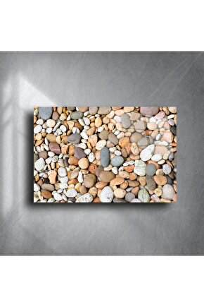 Açık Renkli Doğal Çakıl Taşı Desenli Temperli Cam Tablo