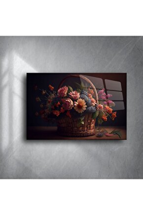 Rustik Sepetli Yapay Çiçek Aranjmanı