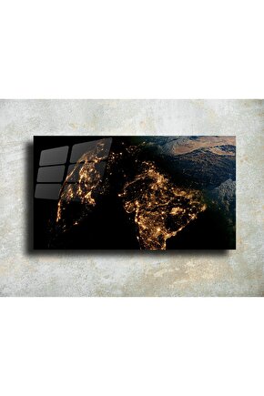 Dünya Temalı Cam Tablo Duvar Dekoru 1