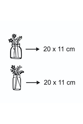 2 Adet Siyah Ahşap Saksıda Çiçek Duvar Dekoru Zenginleştirici