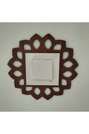 Yuvarlak Desenli Tekli Priz Anahtar Çerçeve Süsü Kiraz Rengi