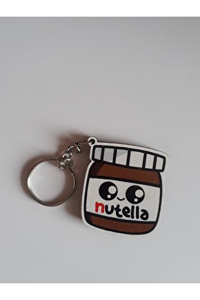 Çift Taraflı Ahşap Nutella Anahtarlık