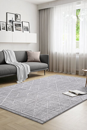 Yalın Bukle Salon Halısı Hav Vermez Mutfak Halısı Çocuk Odası Halısı Koridor 5579 GRİ