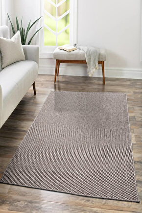 TM-01 Sisal Jut Hasır Model Tek Renk Dokuma Yıkanabilir Toz Vermez Halı VİZON