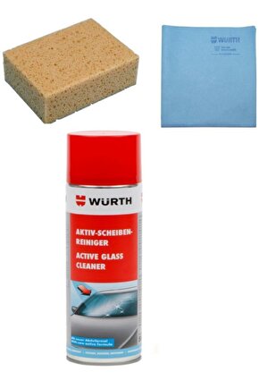 Tvet 3 Lü Set Süngeri, Sentetik Güderi Bez, Aktif Cam Temizleme Köpüğü 500 ml