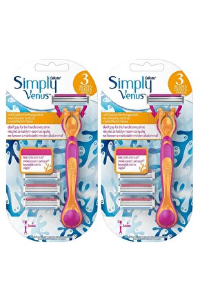 Venüs Simply Venus 3 Tıraş Makinesi + 3 Yedek Tıraş Bıçağı X 2 Adet