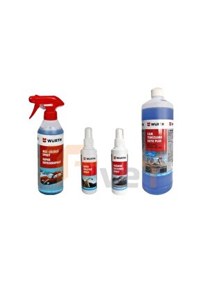 Würth Buz Çözücü + Buğu Önleyici + Yağmur Kaydırıcı + Konsantre Cam Suyu Plus 1000 ml 4`lü Paket