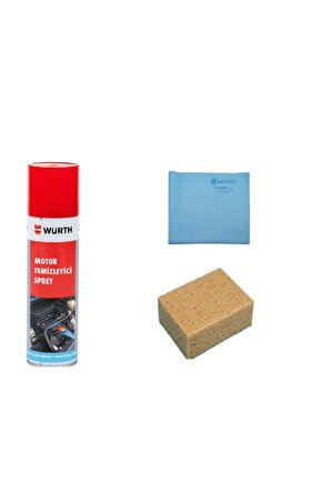 Hızlı Motor Temizleme Spreyi Mikrofiber Güderi Bez Ve Oto Yıkama Süngeri Set 3 Lü Seti