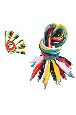 50cm 10 Adet Krokodil Soketli Kablo Çift Taraflı Timsah Kıskaç Atlama Jumper Tel Test Prototip