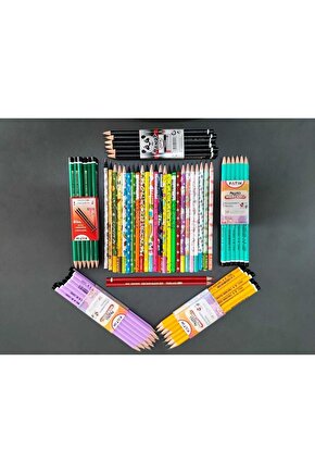 Kurşun Kalem 12 Adet Okul Kalemi Desenli(-adel-bic-stabilo)