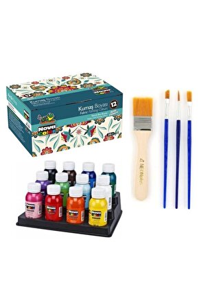 Fabric Painting Colours Kumaş Boyası tüp 30ml 12 Renk Set Kıyafet Elbise Çanta Ayakkabı ve Fırçalı