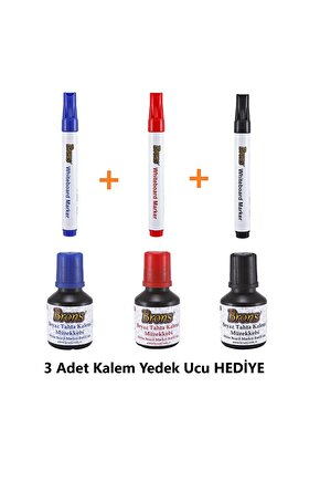 3lü Doldurulabilir Tahta Kalem Seti - 3 Tahta Kalemi - 30ml 3 Renk Mürekkep ve Yedek Kalem Uçları