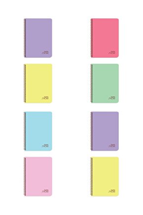 Pastel Show (8Lİ PAKET) A4 72 Yaprak 4 Kareli 4 Çizgili Plastik Kapak Spiralli Defter