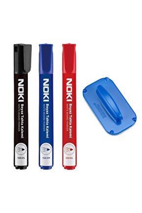 Beyaz Tahta Kalemi Siyah Mavi Kırmızı Ve Tahta Silgisi