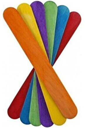 -Bons Renkli-geniş-ahşab Çubuk -abeslang- Dil Çubuğu 50 Li El Işi Etkinlikleri (Kırtasiye)