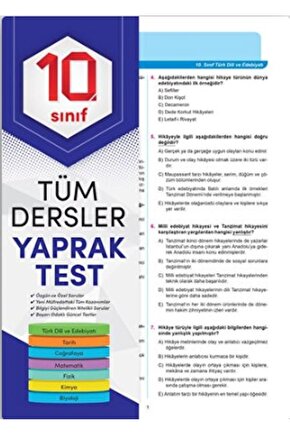 CLZ404 Element 10. Sınıf Tüm Dersler Yaprak Test