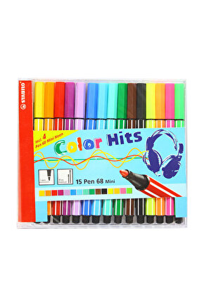Pen 68 Keçe Uçlu Kalem 15 Renk Mini Cd Asmalı 668 15 021