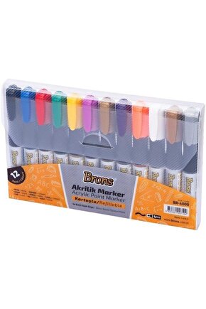 Akrilik Marker Kalem Seti 12 Renk Br-4000
