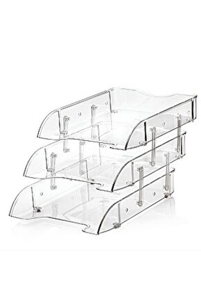 Şeffaf Üç Katlı Hareketli Evrak Rafı