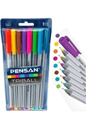 Triball Tükenmez Kalem 1.0 Mm Bilye Uç 8li Renkli Tk.k