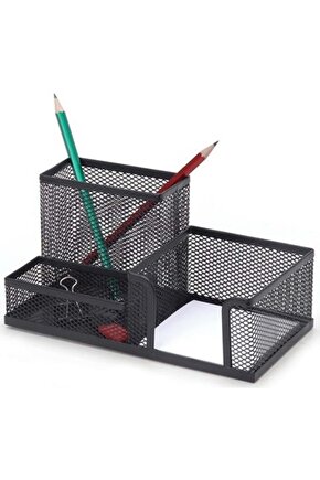 Inox File Kombine Masa Üstü Kalemlik Siyah 0645