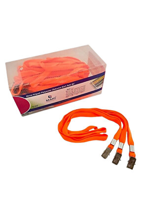 Metal Klipsli-polyester Dokuma Kart Askı Ipi Turuncu 50li Paket
