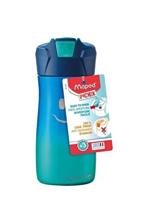 Picnik 430ml Çelik Matara Gülen Yüz Figürlü Mavi 620ZSERI