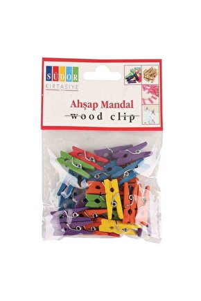 Renkli Ahşap Mandal Küçük Mini Mandal (30 Adet) Bs-99