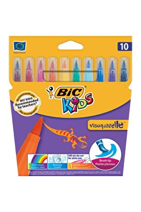 Kids Visaquarelle Fırça Uçlu Keçeli Boya Kalemi 10 Renk