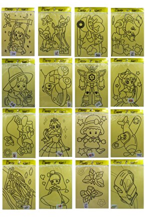 10 Ad. A4 Büyük Boy (KIZ-ERKEK) Kum Boyama Seti