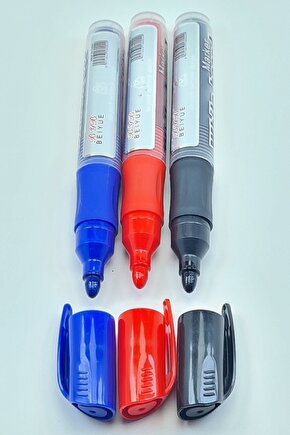 3 Renk Karışık Kırmızı Siyah Mavi Tüplü Kartuşlu Byb Tahta Kalemi