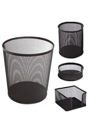 Metal Ofis Seti 4lü Çöp Kutulu Glb001 Fx