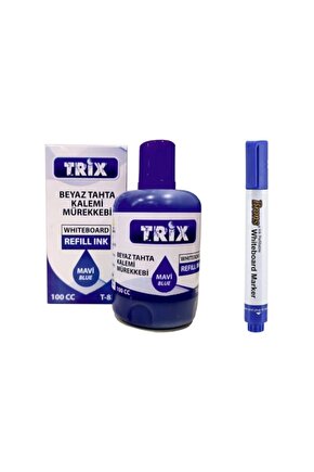 Doldurulabilir Beyaz Yazı Tahtası Kalemi Ve 100 ml Mürekkebi - Mavi tkm