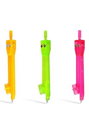 Öğrenci Tipi Plastik Pergel Neon Renkler 0882
