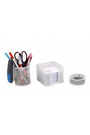 Metal Perfore Masa Seti 3lü Beyaz