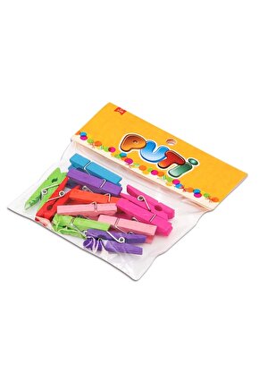 Renkli Ahşap Mandal Küçük Boy 24 Lü Paket (KOD : 4667)