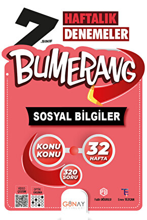7. Sınıf Bumerang 32 Haftalık Sosyal Bilgiler Denemeleri  Günay Yayınları  9786257150798