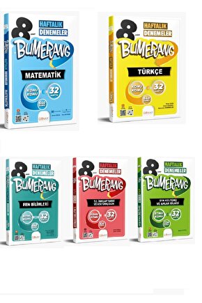 8. Sınıf Türkçe + Matematik + Fen + İnkılap + Din 32 Haftalık Bumerang Deneme Seti